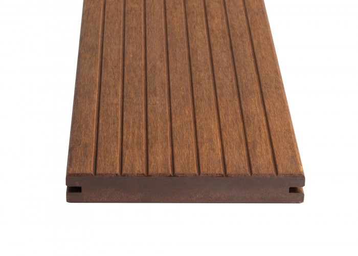 Bambus Terrassendiele geriffelt, Braun & Würfele